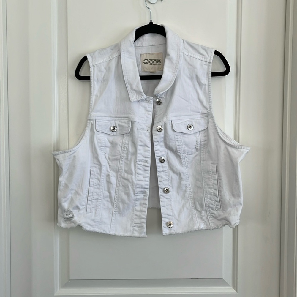 Warehouse One distressed jean vest size xxl